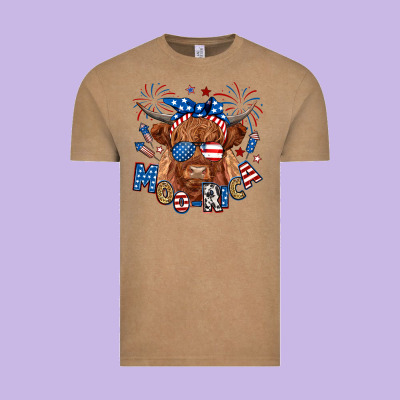 Moo Rica Highland Cow Vintage Tee Designed By Ranaportraitstore