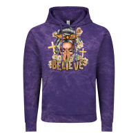 Cloud Purple Silver White Believe Praying Caucasian Messy Bun Vintage Hoodie - texasbilliewilder