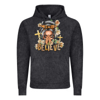 Vintage Black Silver White Believe Praying Caucasian Messy Bun Vintage Hoodie - texasbilliewilder