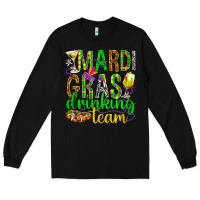 Black Mardi Gras drinking team Long Sleeve Tee - HowdyJamesFarm