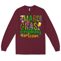 Burgundy Mardi Gras drinking team Long Sleeve Tee - HowdyJamesFarm