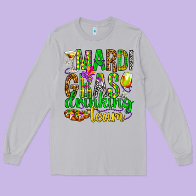 Mardi Gras Drinking Team Long Sleeve Tee Designed By Howdyjamesfarm