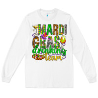 White Mardi Gras drinking team Long Sleeve Tee - HowdyJamesFarm