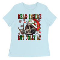 Baby Blue Dead inside but jolly af Ladies Tee - NancyCooperArtShop