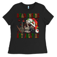Black Dead inside but jolly af Ladies Tee - NancyCooperArtShop