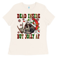Bone Dead inside but jolly af Ladies Tee - NancyCooperArtShop