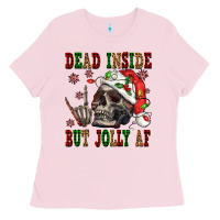 Bubblegum Pink Dead inside but jolly af Ladies Tee - NancyCooperArtShop