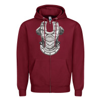 Burgundy Chest Protector Fa Element Zipper Hoodie - FaDigitalArtStudio