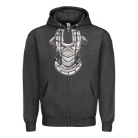 Charcoal Heather Chest Protector Fa Element Zipper Hoodie - FaDigitalArtStudio