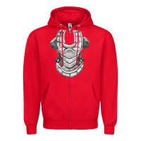 Red Chest Protector Fa Element Zipper Hoodie - FaDigitalArtStudio