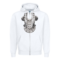 White Chest Protector Fa Element Zipper Hoodie - FaDigitalArtStudio