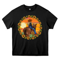 Black cowgirl sunflower Heavy Core Tee - MaliasSmallBusiness