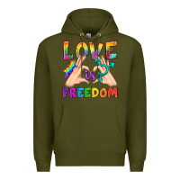 Army Green Love Is Freedom Premium Hoodie - BundleAndBundleShop