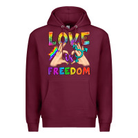 Burgundy Love Is Freedom Premium Hoodie - BundleAndBundleShop