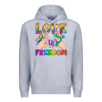 Heather Grey Love Is Freedom Premium Hoodie - BundleAndBundleShop