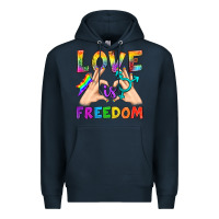 Navy Love Is Freedom Premium Hoodie - BundleAndBundleShop