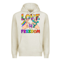 Oatmeal Heather Love Is Freedom Premium Hoodie - BundleAndBundleShop