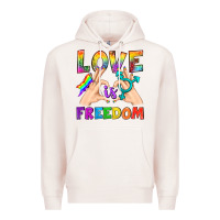 Pale Pink Love Is Freedom Premium Hoodie - BundleAndBundleShop