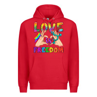 Red Love Is Freedom Premium Hoodie - BundleAndBundleShop