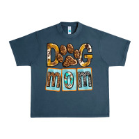 Midnight Navy Dog Mom with Paw Urban Heavy Tee - texasbilliewilder