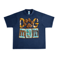 Navy Dog Mom with Paw Urban Heavy Tee - texasbilliewilder