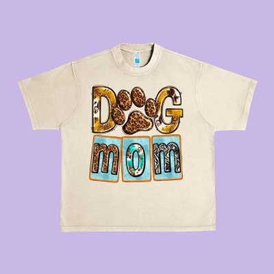 Dog Mom With Paw Urban Heavy Tee Designed By Texasbilliewilder