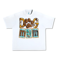 White Dog Mom with Paw Urban Heavy Tee - texasbilliewilder