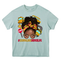 School Bus Driver Life Afro Messy Bun Heavy Core Tee | Teevron