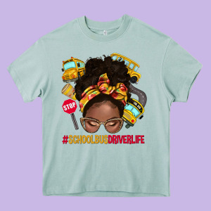 School Bus Driver Life Afro Messy Bun Heavy Core Tee Designed By Nancycooperartshop