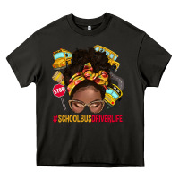 Asphalt school bus driver life afro messy bun Heavy Core Tee - NancyCooperArtShop