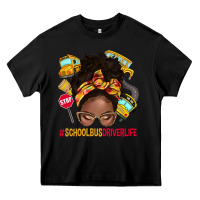 Black school bus driver life afro messy bun Heavy Core Tee - NancyCooperArtShop