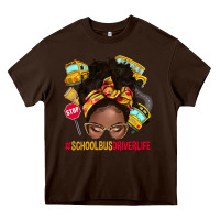 Chocolate Brown school bus driver life afro messy bun Heavy Core Tee - NancyCooperArtShop