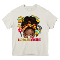 Cream school bus driver life afro messy bun Heavy Core Tee - NancyCooperArtShop