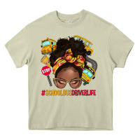 Mossy school bus driver life afro messy bun Heavy Core Tee - NancyCooperArtShop