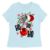 Baby Blue Ho ho ho skeleton Ladies Tee - NancyCooperArtShop
