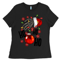 Black Ho ho ho skeleton Ladies Tee - NancyCooperArtShop