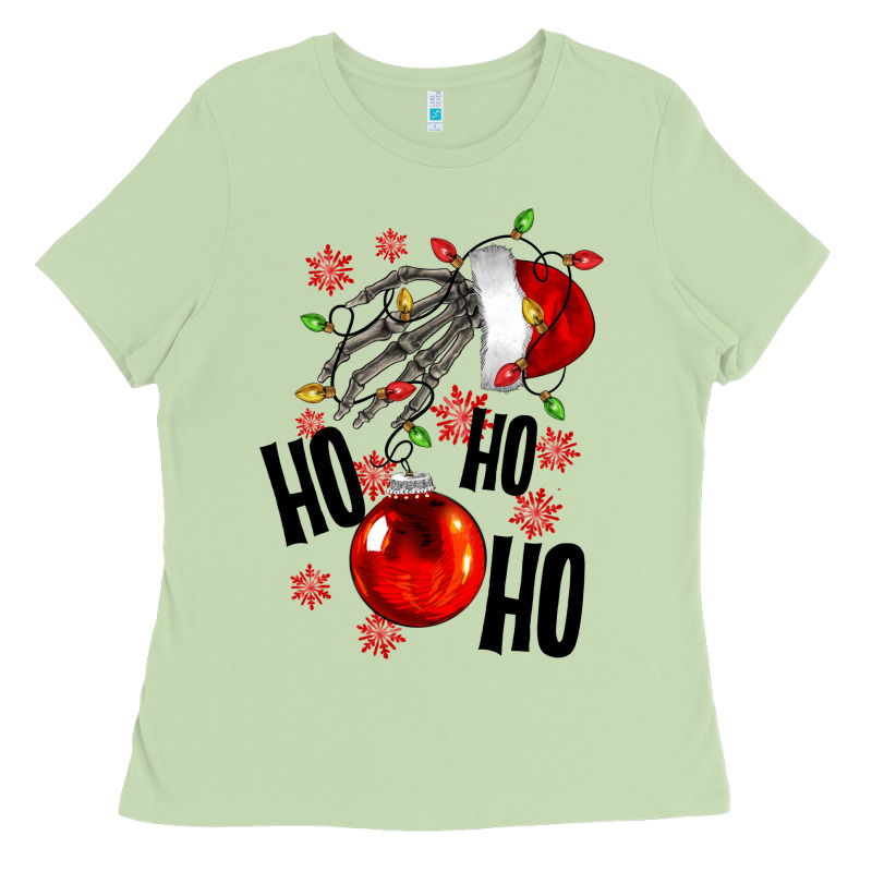 Ho Ho Ho Skeleton Ladies Tee by NancyCooperArtShop | Teevron