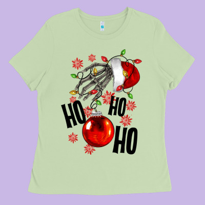 Ho Ho Ho Skeleton Ladies Tee Designed By Nancycooperartshop