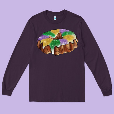 Mardi Gras King Cake Long Sleeve Tee Designed By Ranaportraitstore