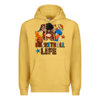 Antique Gold basketball life messy bun Premium Hoodie - FaDigitalArtStudio