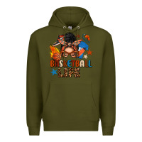 Army Green basketball life messy bun Premium Hoodie - FaDigitalArtStudio