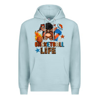 Blue Mist basketball life messy bun Premium Hoodie - FaDigitalArtStudio