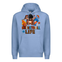 Colony Blue basketball life messy bun Premium Hoodie - FaDigitalArtStudio