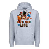 Heather Grey basketball life messy bun Premium Hoodie - FaDigitalArtStudio