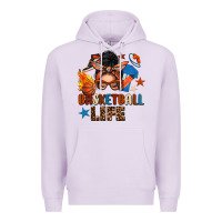 Lilac basketball life messy bun Premium Hoodie - FaDigitalArtStudio