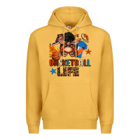 Mustard basketball life messy bun Premium Hoodie - FaDigitalArtStudio