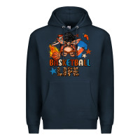 Navy basketball life messy bun Premium Hoodie - FaDigitalArtStudio
