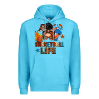 Ocean Blue basketball life messy bun Premium Hoodie - FaDigitalArtStudio