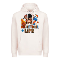 Pale Pink basketball life messy bun Premium Hoodie - FaDigitalArtStudio