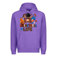 Purple basketball life messy bun Premium Hoodie - FaDigitalArtStudio